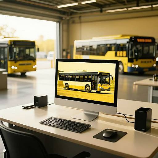 Artistic Sticker Photo of Modern Bus Garage
