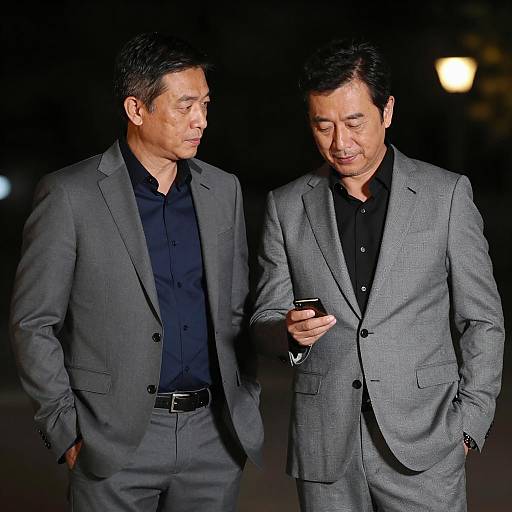 Nighttime Portrait of Two Stylish Men