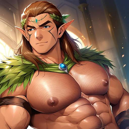 Illustration of Halsin, baldur's gate in the style of Shinozuka jouji