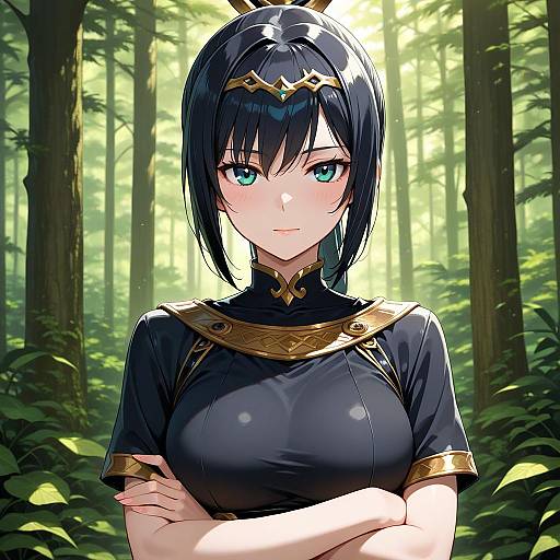 Emotionless Girl in Forest Masterpiece