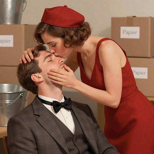 Vintage Style Kiss on Forehead