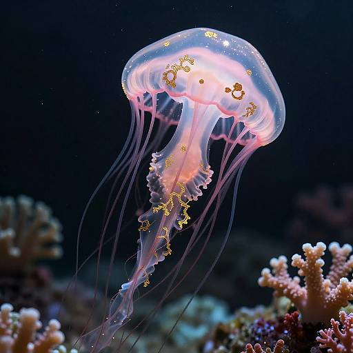 Ghostly Jellyfish Portrait in Pink and Black