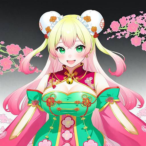 Illustration of Momosuzu nene (old design), hololive in the style of Yagisaka seto