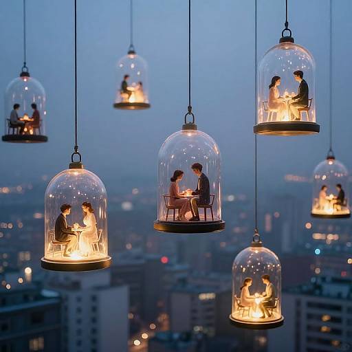 Ethereal Glass Domes Over Cityscape