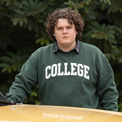 Casual Man with Curly Hair and Car
