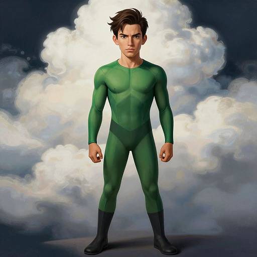 Young Hero in Green Costume