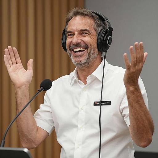 Lively Middle-Aged Man with Headphones