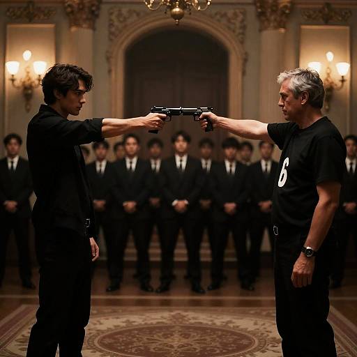 Standoff Between Two Men with Guns