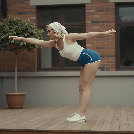 Vintage Blonde on a Wooden Stage