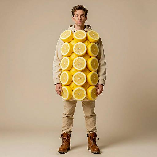 Man Wearing Lemon Costume