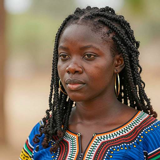 Portrait of Young Black Woman with Braids