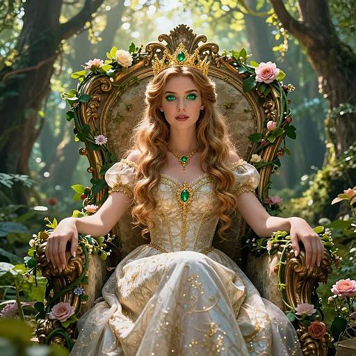 Emerald-Eyed Princess in Enchanted Forest