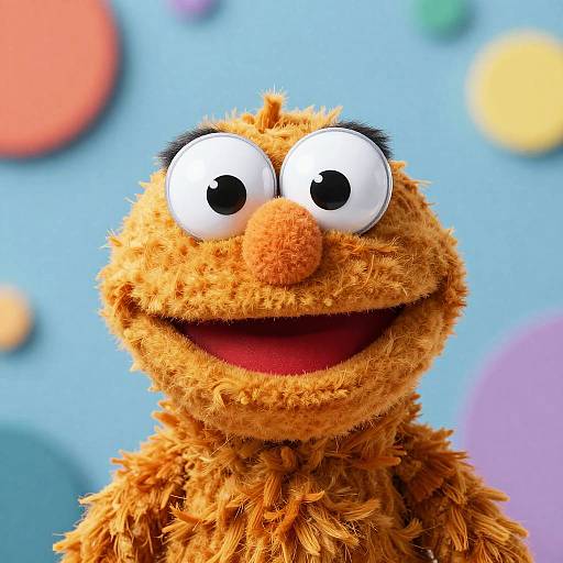 Whimsical Orange Fuzzy Muppet Character