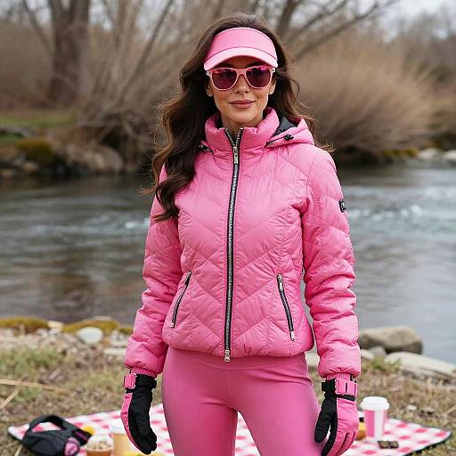 Voluptuous Woman in Pink Winter Wear