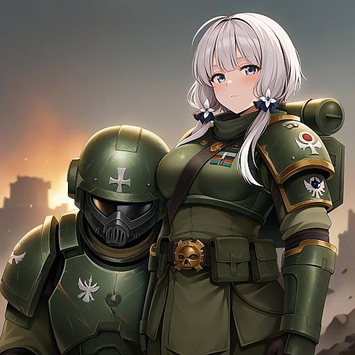 Illustration of Astra militarum, warhammer 40k in the style of Reel (riru)