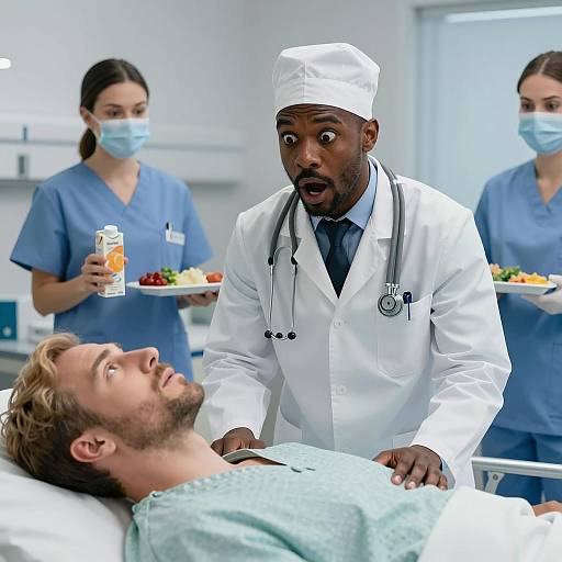 Shocked Doctor in Hospital Setting