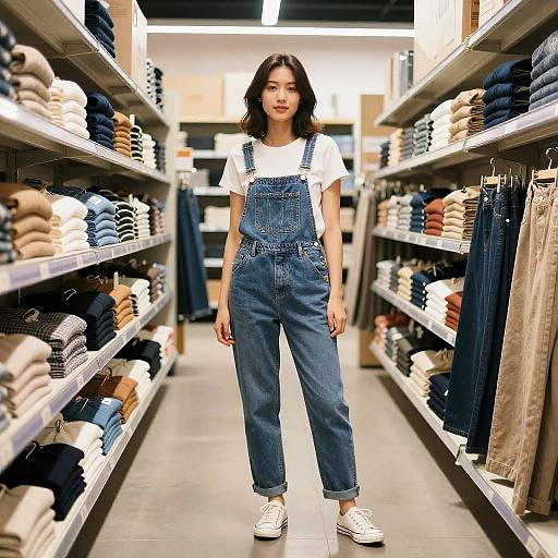 Trendy Woman in Work Overalls