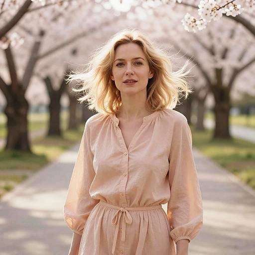 Pastel Portrait in Cherry Blossom Garden