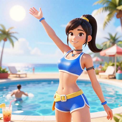 D.Va's Caribbean Pool Party Render