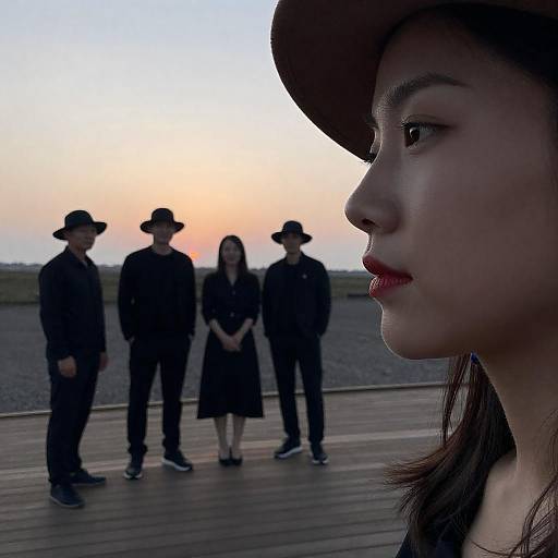 Elegant Woman Against Sunset Silhouette