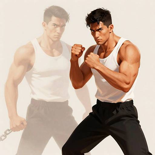 Dynamic Duo: Intense Combat Illustration