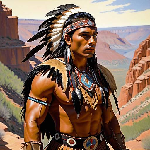 Portrait of Native American Mountain Warrior