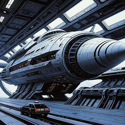 Futuristic Spaceship Design in Sci-Fi Aesthetics