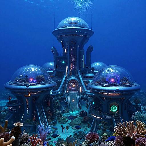 Bioluminescent Underwater Futuristic City