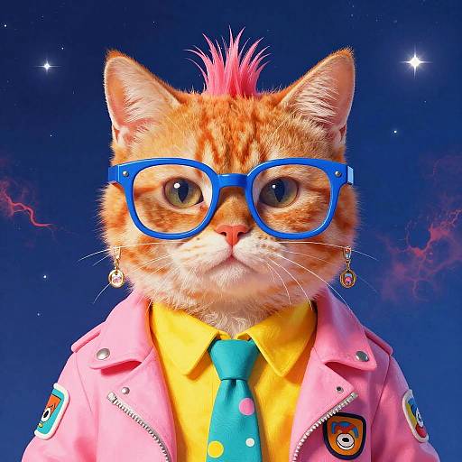 Vibrant Anthropomorphic Cat Portrait
