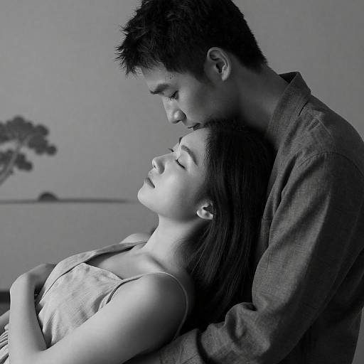Intimate Black-and-White Embrace Photograph