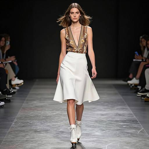 Elegant Custom Skating Dress on Runway
