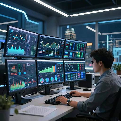 Futuristic Financial Analyst at Work