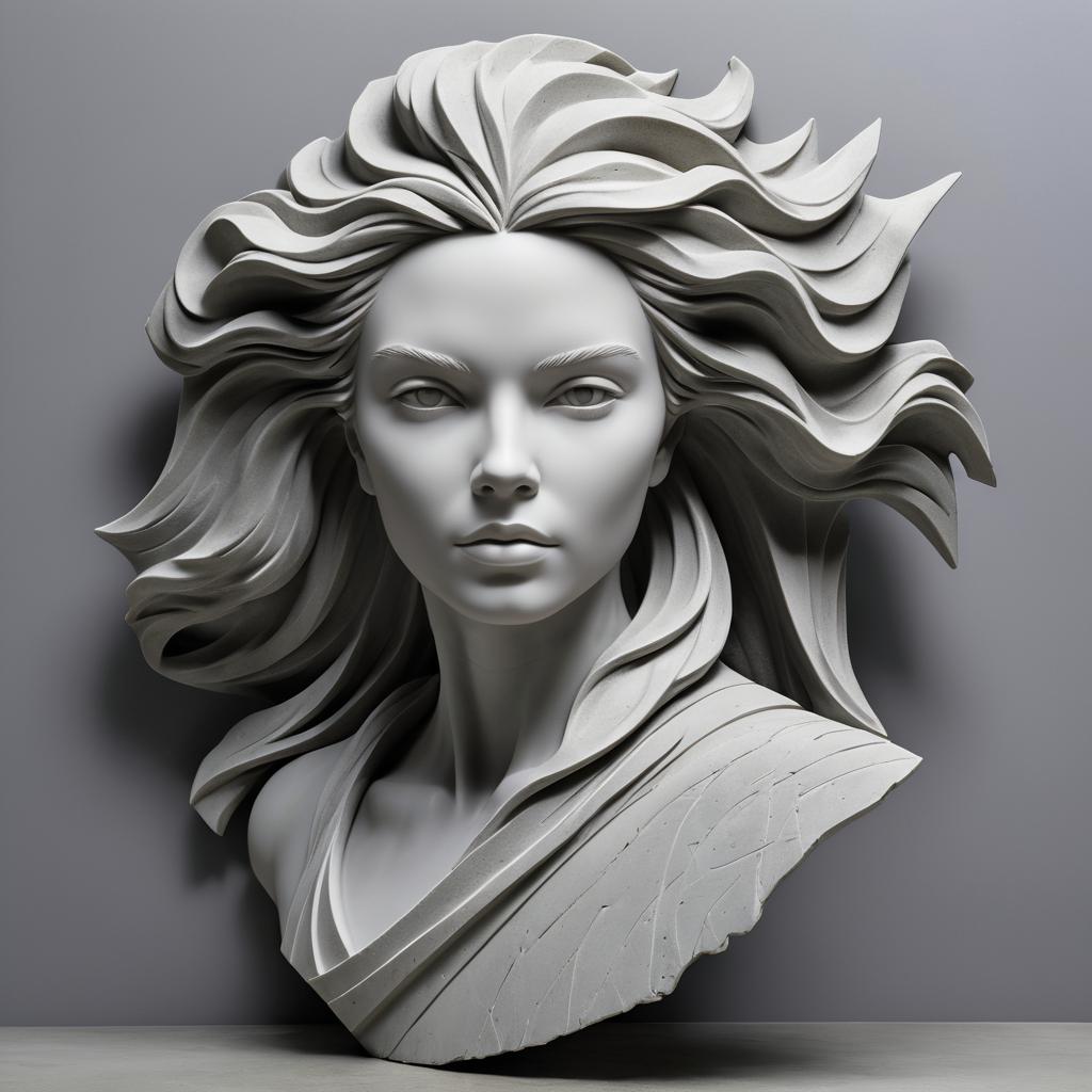 Surrealist Stone Sculpture of a Woman