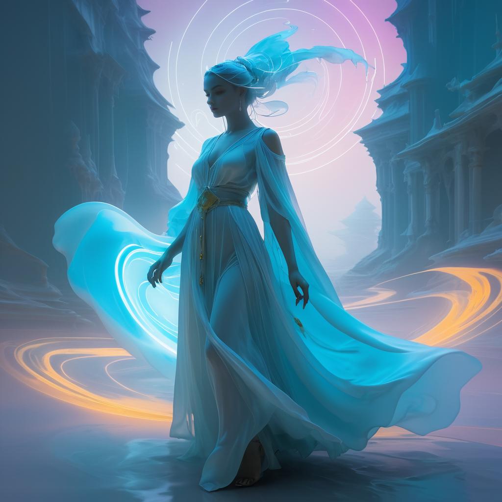 Ethereal Sorceress in Cinematic Landscape