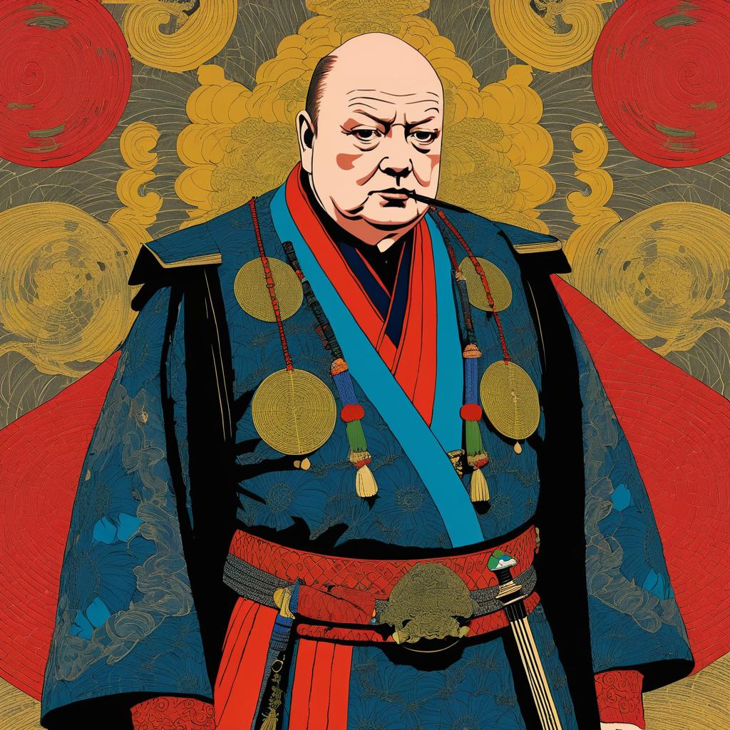 Winston Churchill Reimagined as a Samurai