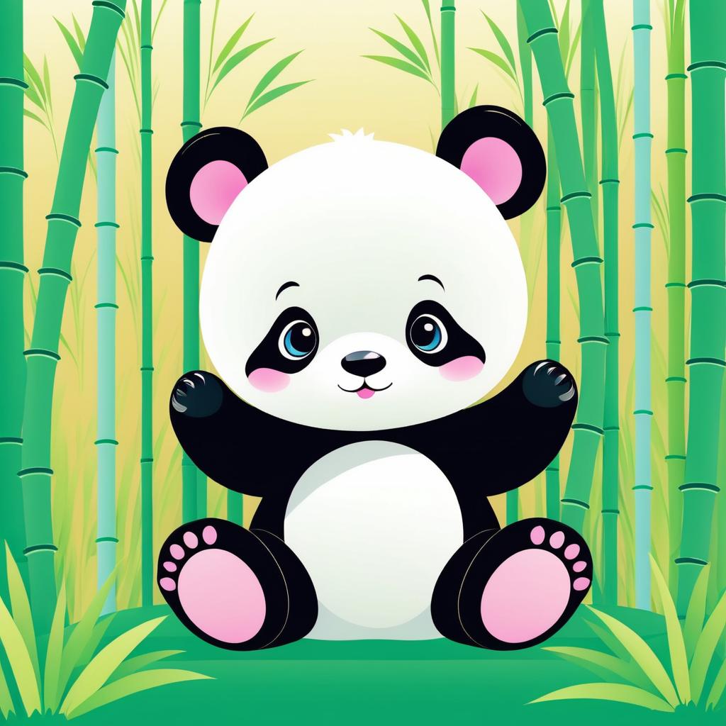 Whimsical Panda in a Pastel Forest