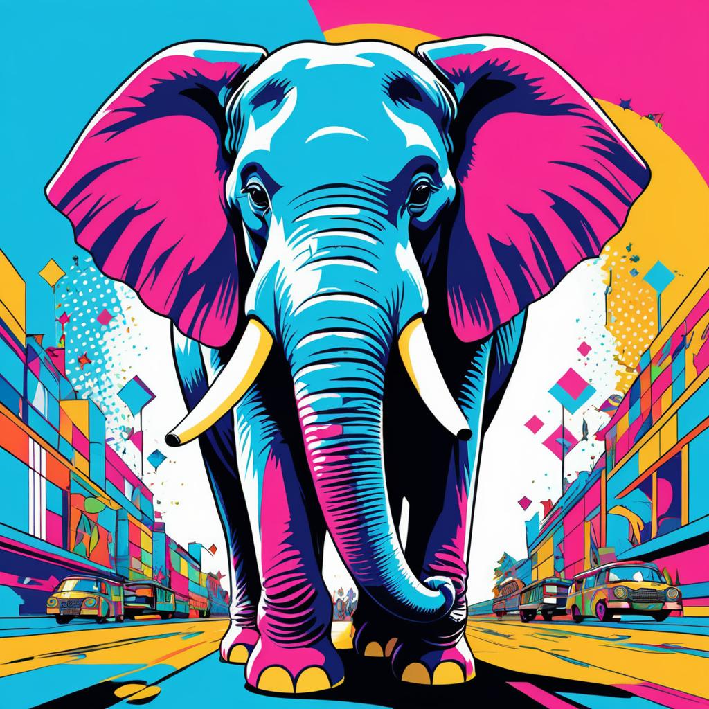 Playful Pop Art Elephant Illustration