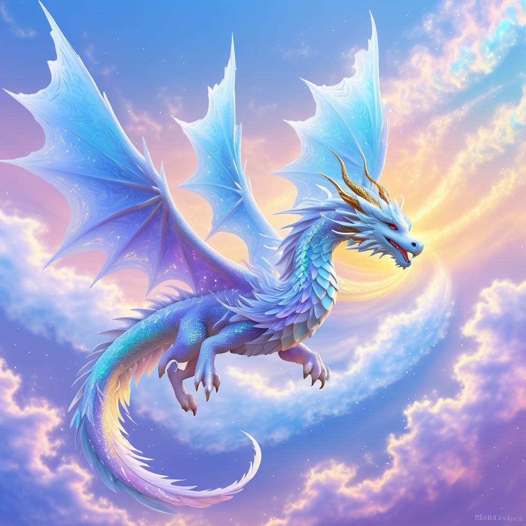 Majestic Ethereal Dragon in Sky