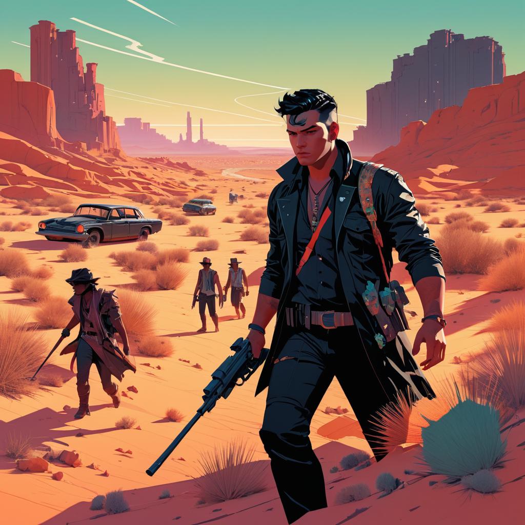 Lone Wanderer in Post-Apocalyptic Desert