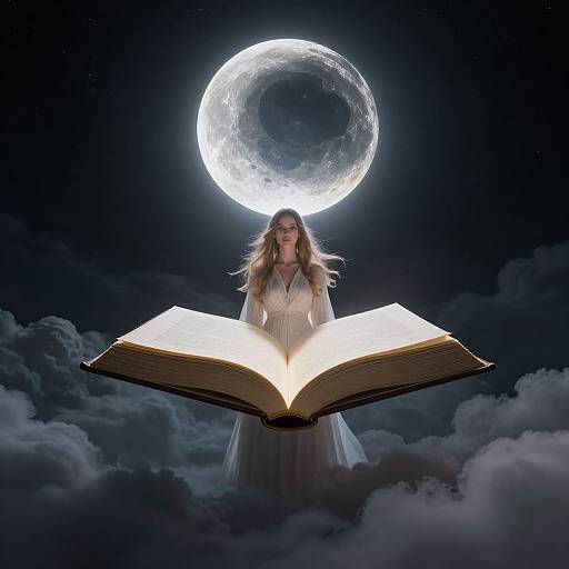 Mysterious Woman and Levitating Book