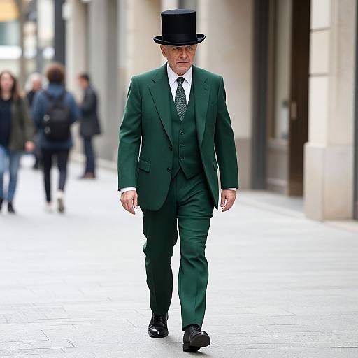 Man in Green Suit Walking