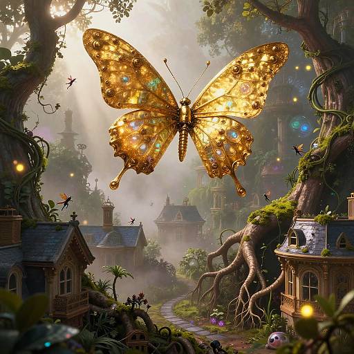 Enormous Golden Mechanical Butterfly