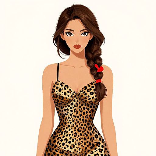 Woman in Leopard Skin Dress Illustration