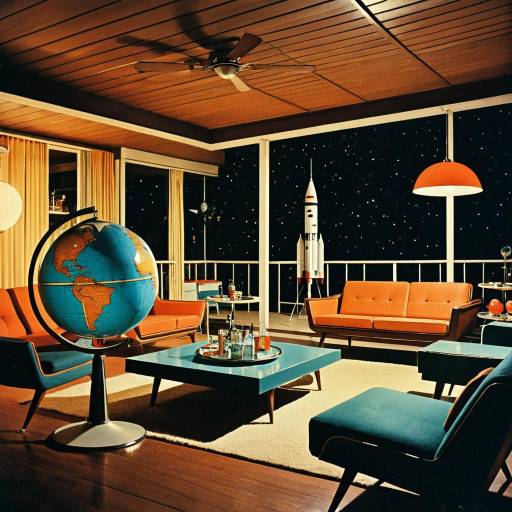 Mid-Century Atomic Age Living Room with Space Rocket Theme