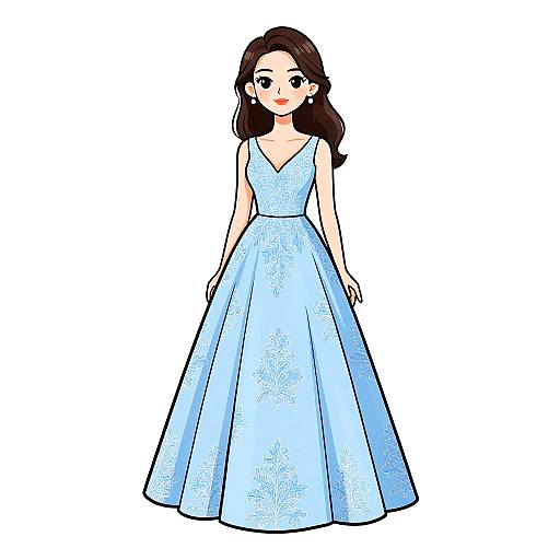 Elegant Woman in Sky Blue Evening Gown