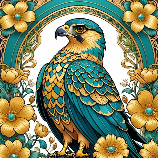 Majestic Falcon in Art Nouveau Style