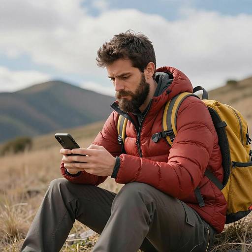 Thoughtful Man in Nature Photograph