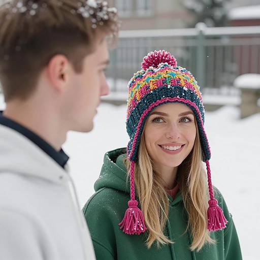 Joyful Winter Moment in Snowy Landscape