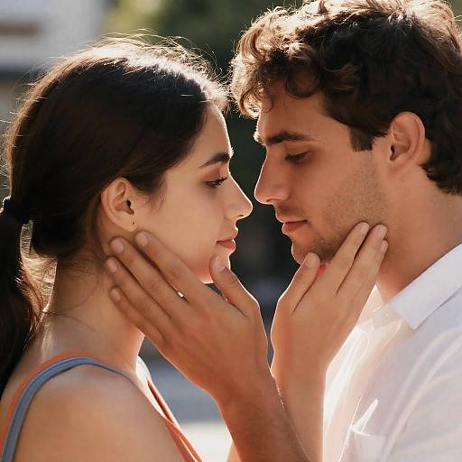 Intimate Close-Up of Couple in Nature