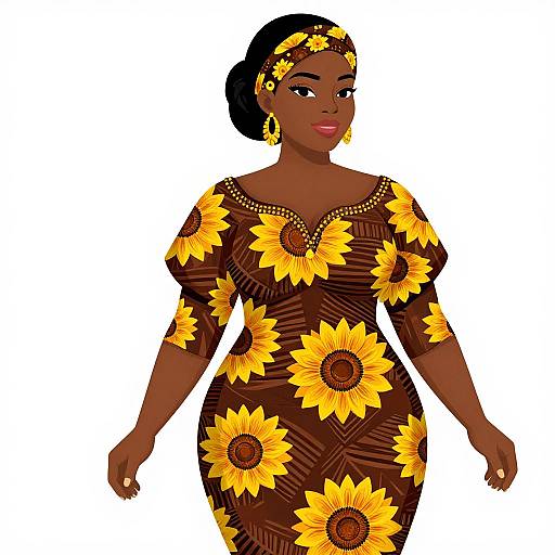 Curvy Black Woman in Ankara Dress